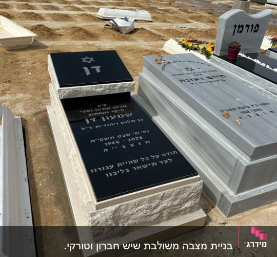מצבות בבית קברות עם כיתוב בעברית